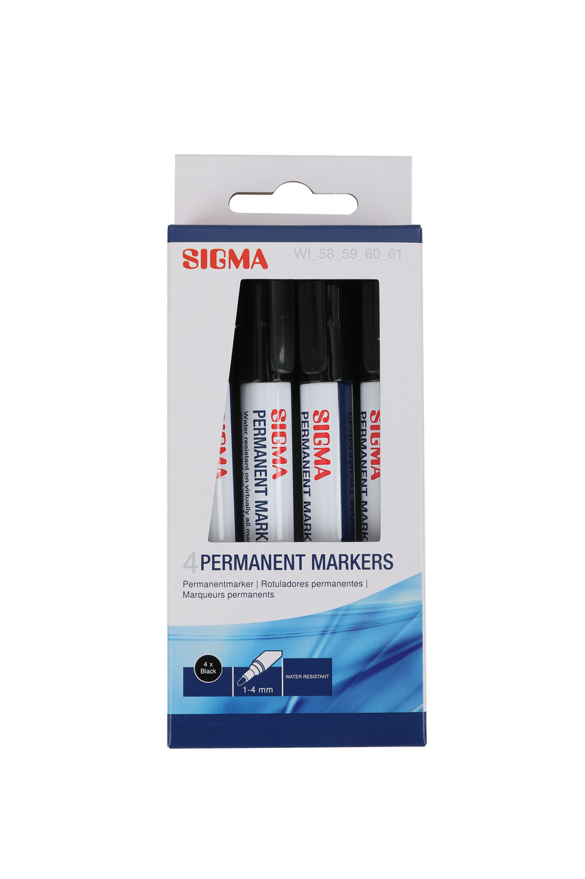 SIGMA Popisovač permanentní černý 4 ks