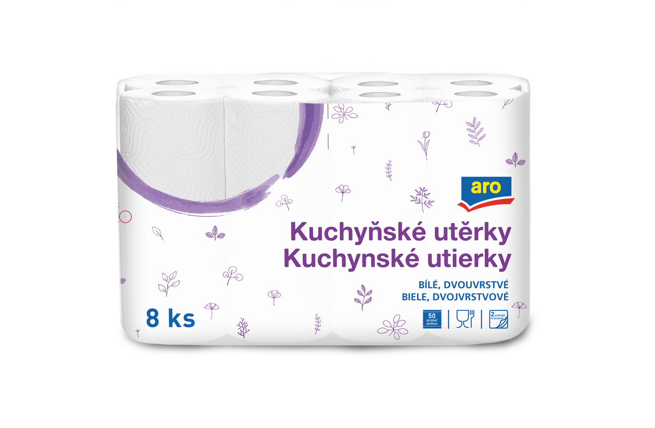 aro Kuchyňské utěrky 2vrstvé 11 m 8 ks