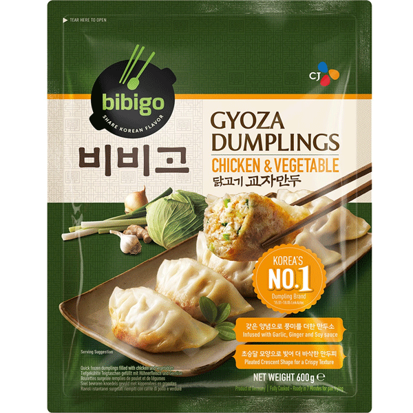 BIBIGO Gyoza Dumplings Knedlíčky plněné kuřecím masem a zeleninou mraž. 600 g