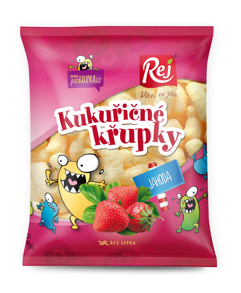 Křupky kukuřičné jahodové 90 g