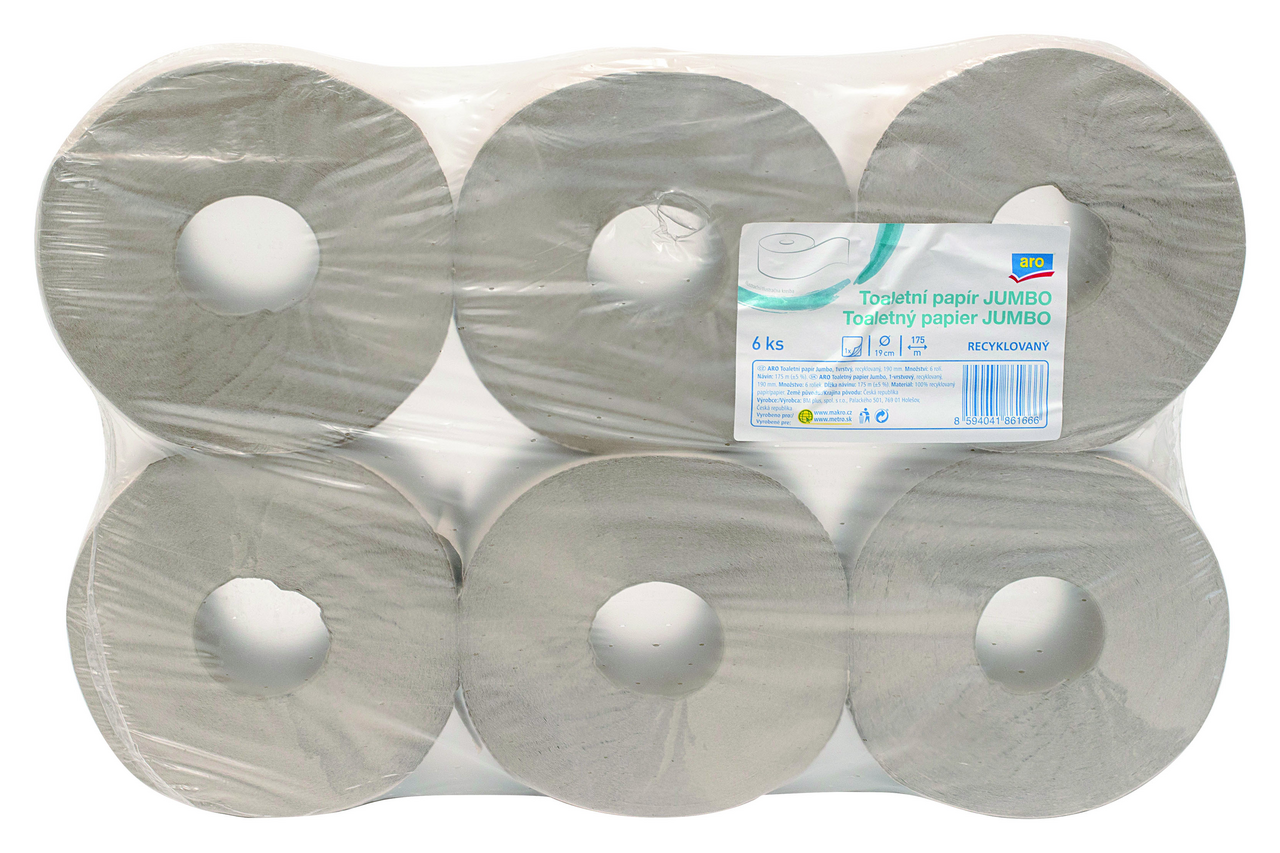 aro Jumbo Toaletní papír recykl. 1vrstvý 190 mm 175 m 6 ks
