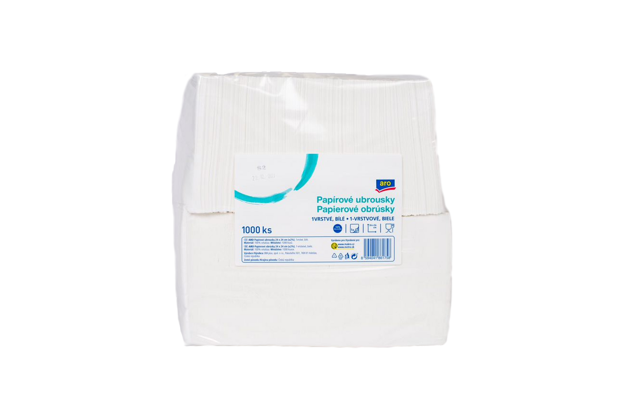 aro Ubrousky bílé 1vrstvé 24 x 24 cm 1000 ks