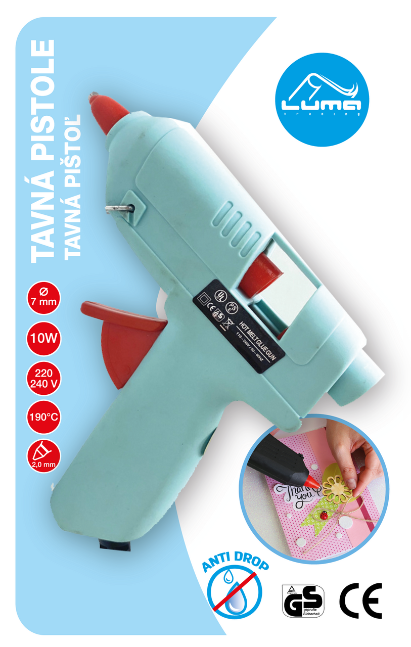 LUMA Pistol tavná 10 W pr. 7 mm pastel mix 1 ks