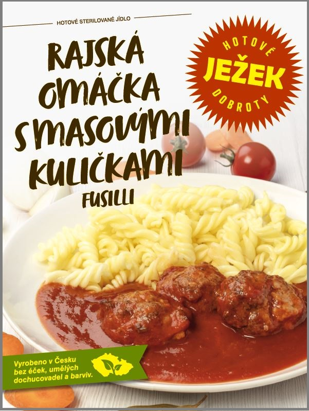 Ježkovy krabičky Rajská omáčka s masovými kuličkami, Fusilli 450 g