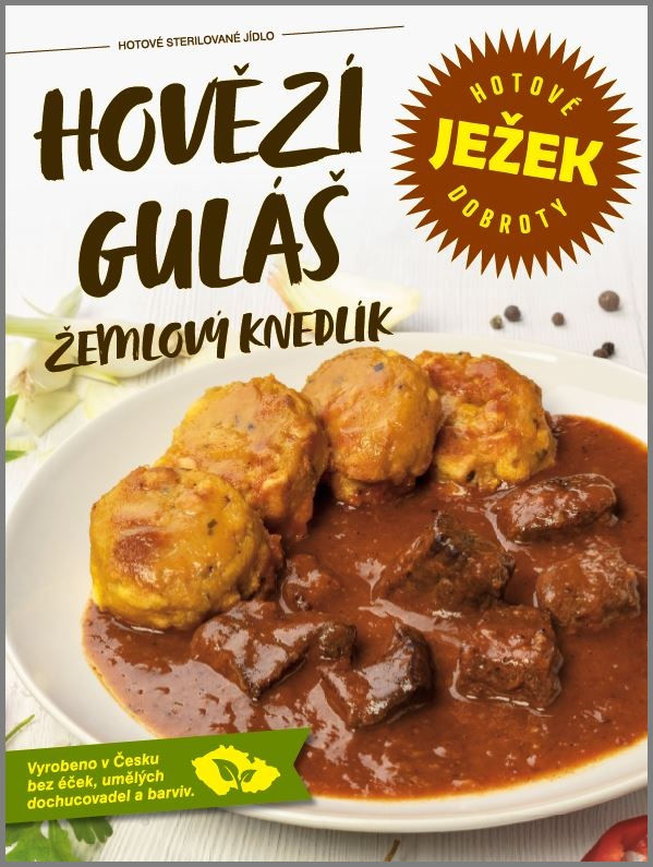 Ježkovy krabičky Hovězí guláš, žemlový knedlík 450 g