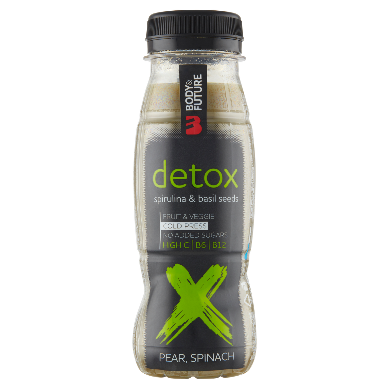 Body&Future Detox vícedruhový ovocno-zeleninový nápoj s bazalkovými semeny 200 ml PET