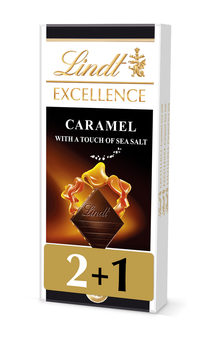 Lindt Excellence Caramel Sea Salt Čokoláda 3 x 100 g
