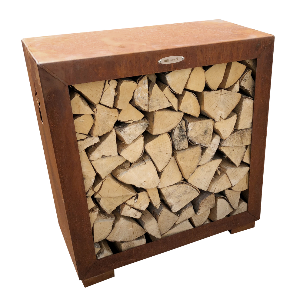 REMUNDI Dřevník ocelový kostka 79 cm rezavá 1 ks