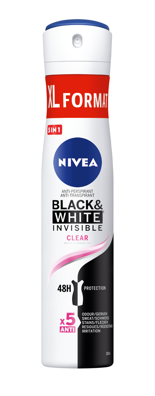 NIVEA Antiperspirant Invisible Black & White Clear 200 ml