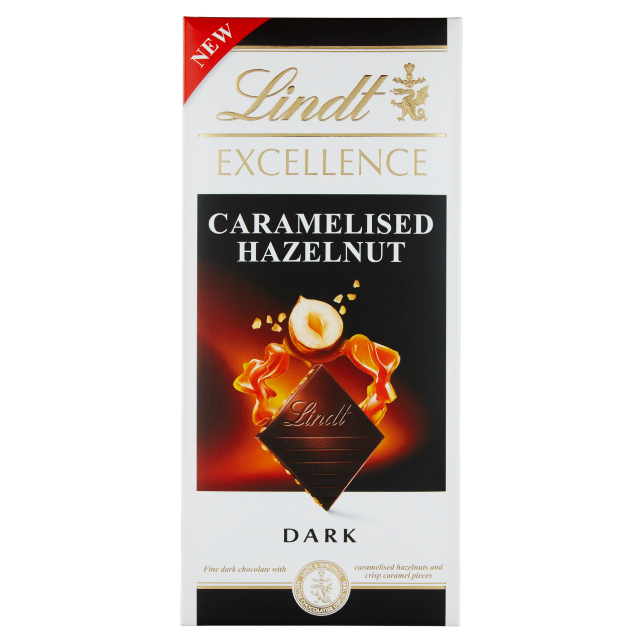 Lindt Excellence Dark Čokoláda hořká s lískovými ořechy a kousky karamelu 3 x 100 g