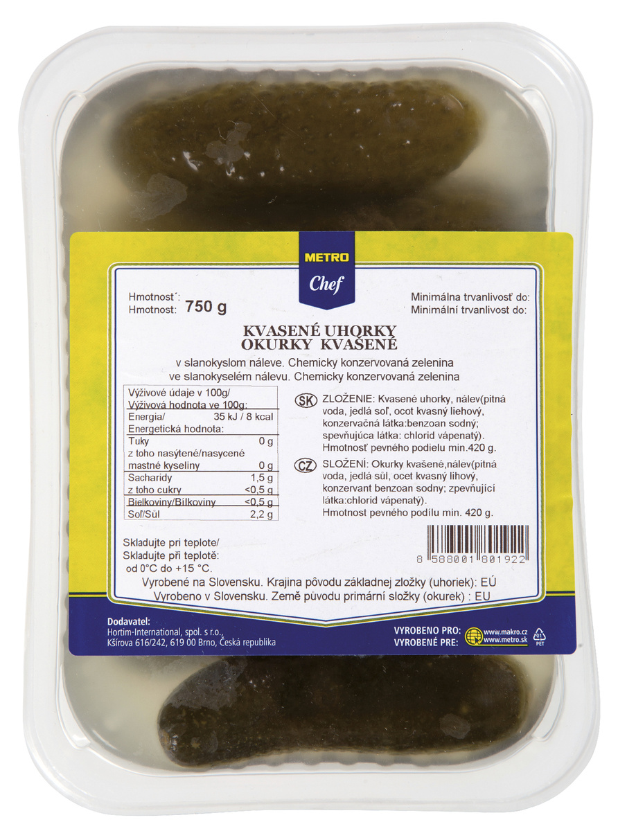 METRO Chef Kvašené okurky SK 750 g vanička