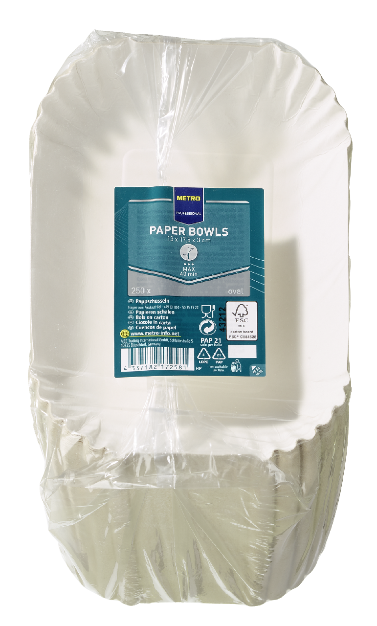 METRO PROFESSIONAL Misky 13 x 17,5 x 3 cm papírové 250 ks