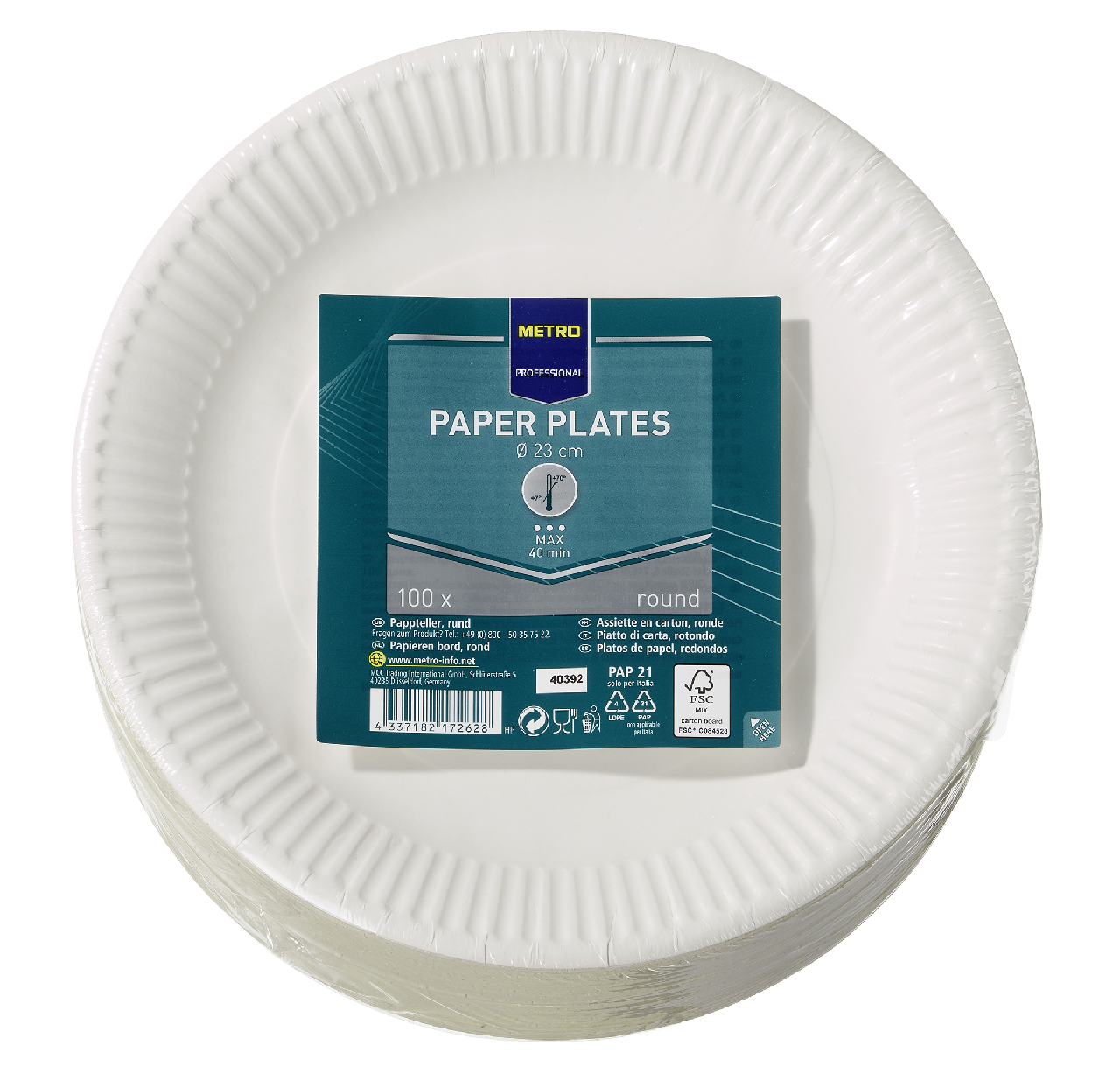 METRO PROFESSIONAL Talíř kulatý papírový 23 cm 100 ks