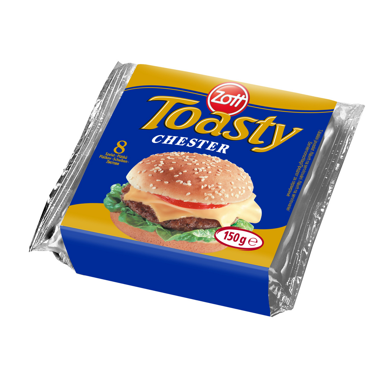 ZOTT Toasty Chester tavený plátkový sýr chlaz. 150 g (8 x 18,75 g)