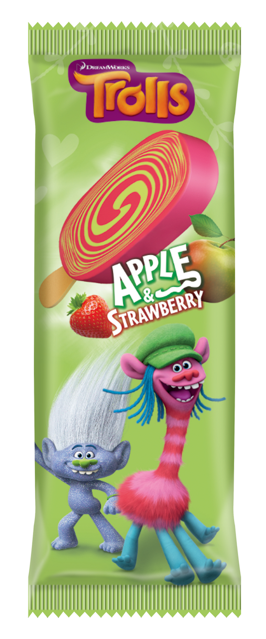 Trolls Jablko-jahoda nanuk rostlinný tuk mraž. 30 x 100 ml
