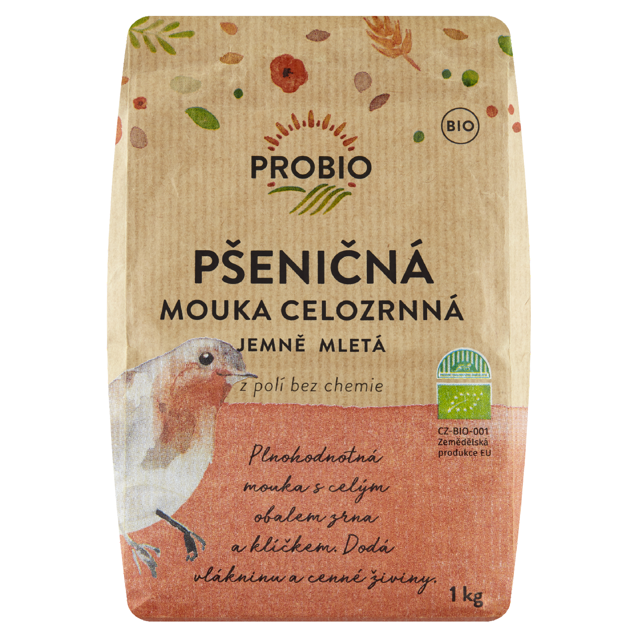 PROBIO Mouka pšeničná BIO celozrnná jemně mletá 1 kg