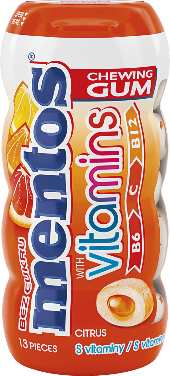 mentos Chewing Gum Vitamins Citrus bez cukru s vitamíny 10 x 26 g