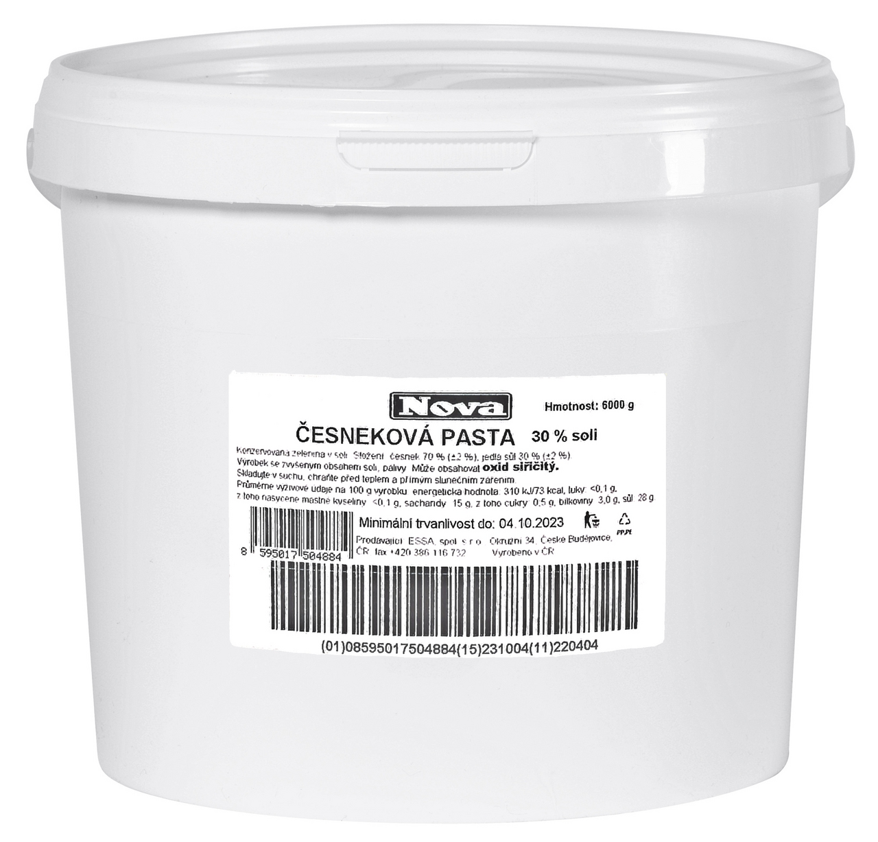 NOVA Česneková pasta 30% soli 6 kg