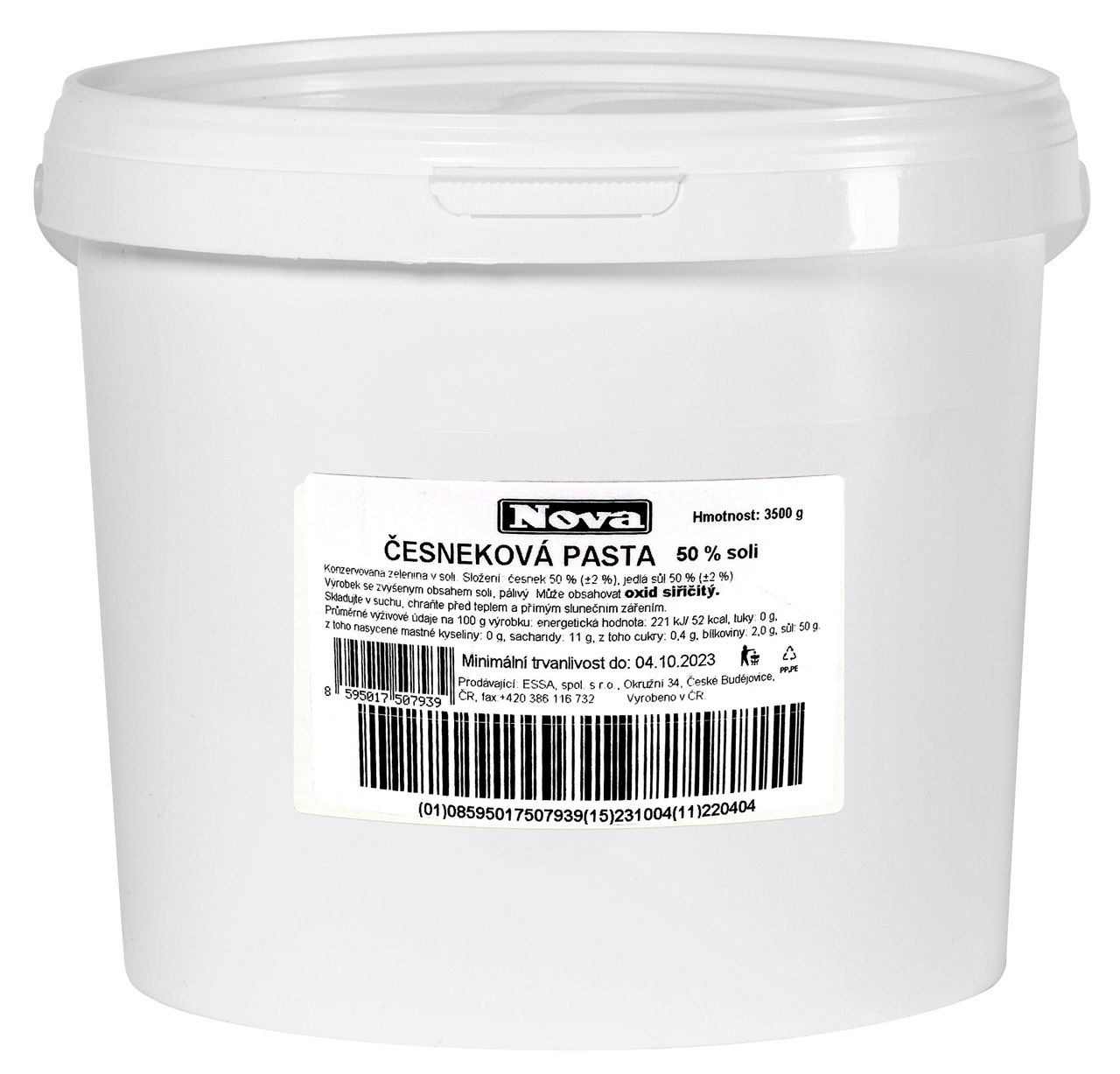 NOVA Česneková pasta 50% soli 3,5 kg