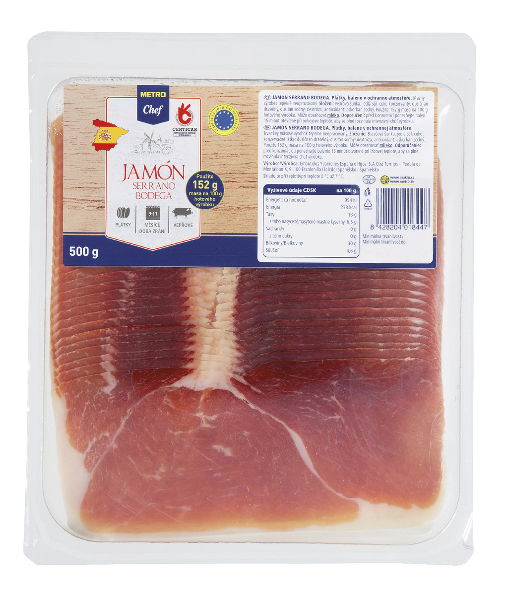 METRO Chef Jamón Serrano Bodega plátky chlaz. 500 g