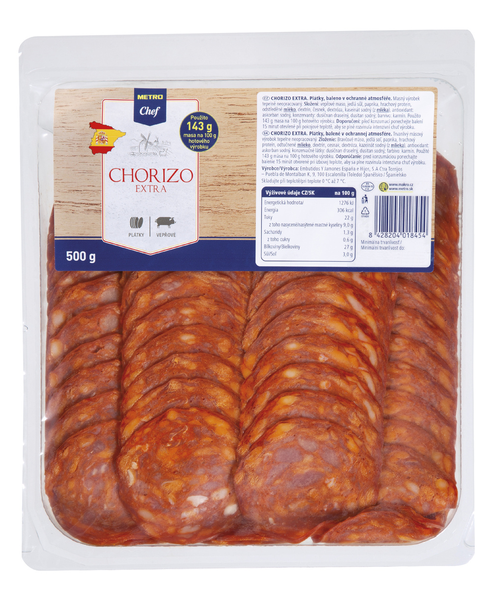 METRO Chef Chorizo extra plátky chlaz. cca 500 g