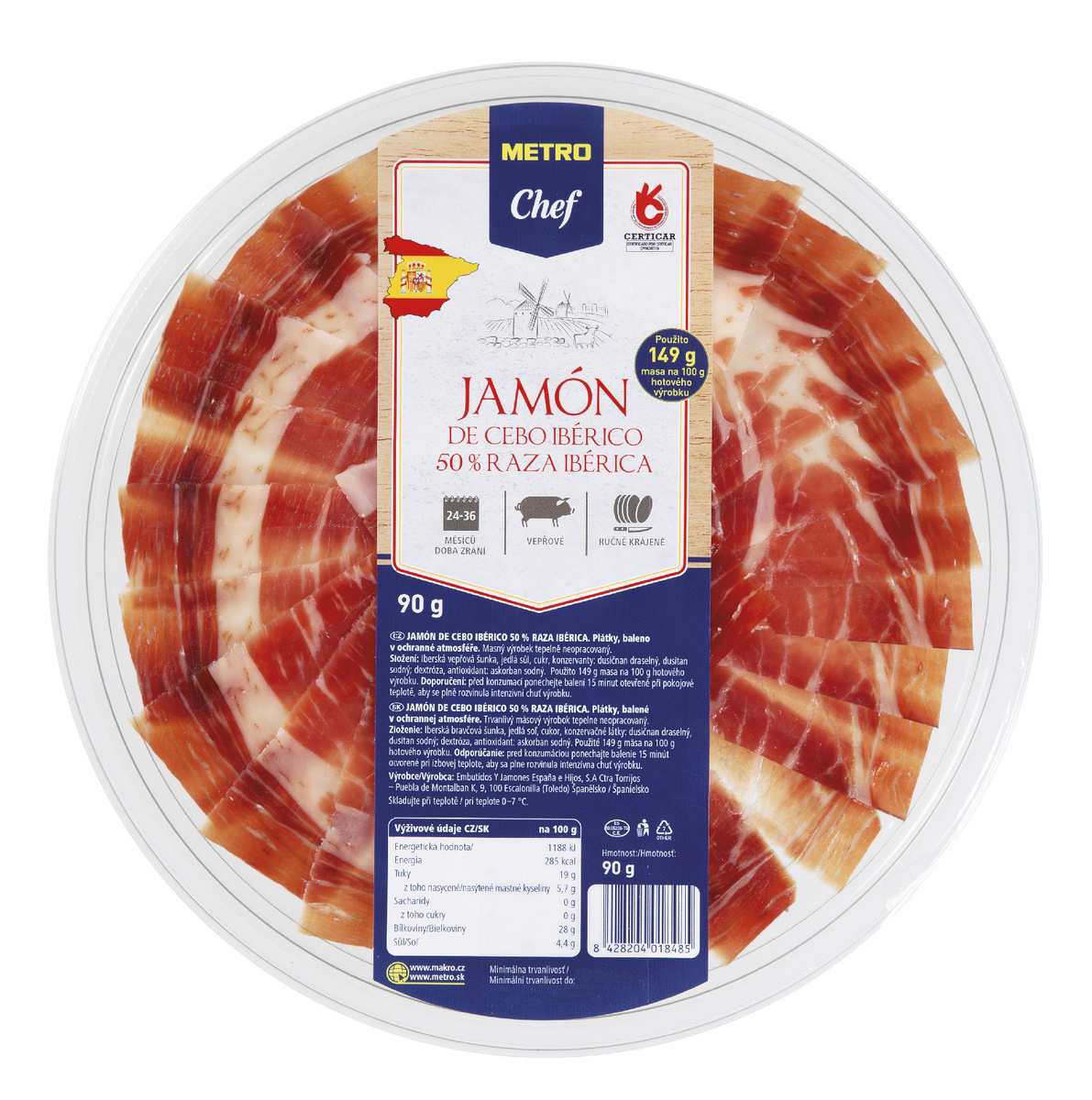 METRO Chef Jamón Ibérico Cebo plátky chlaz. cca 90 g