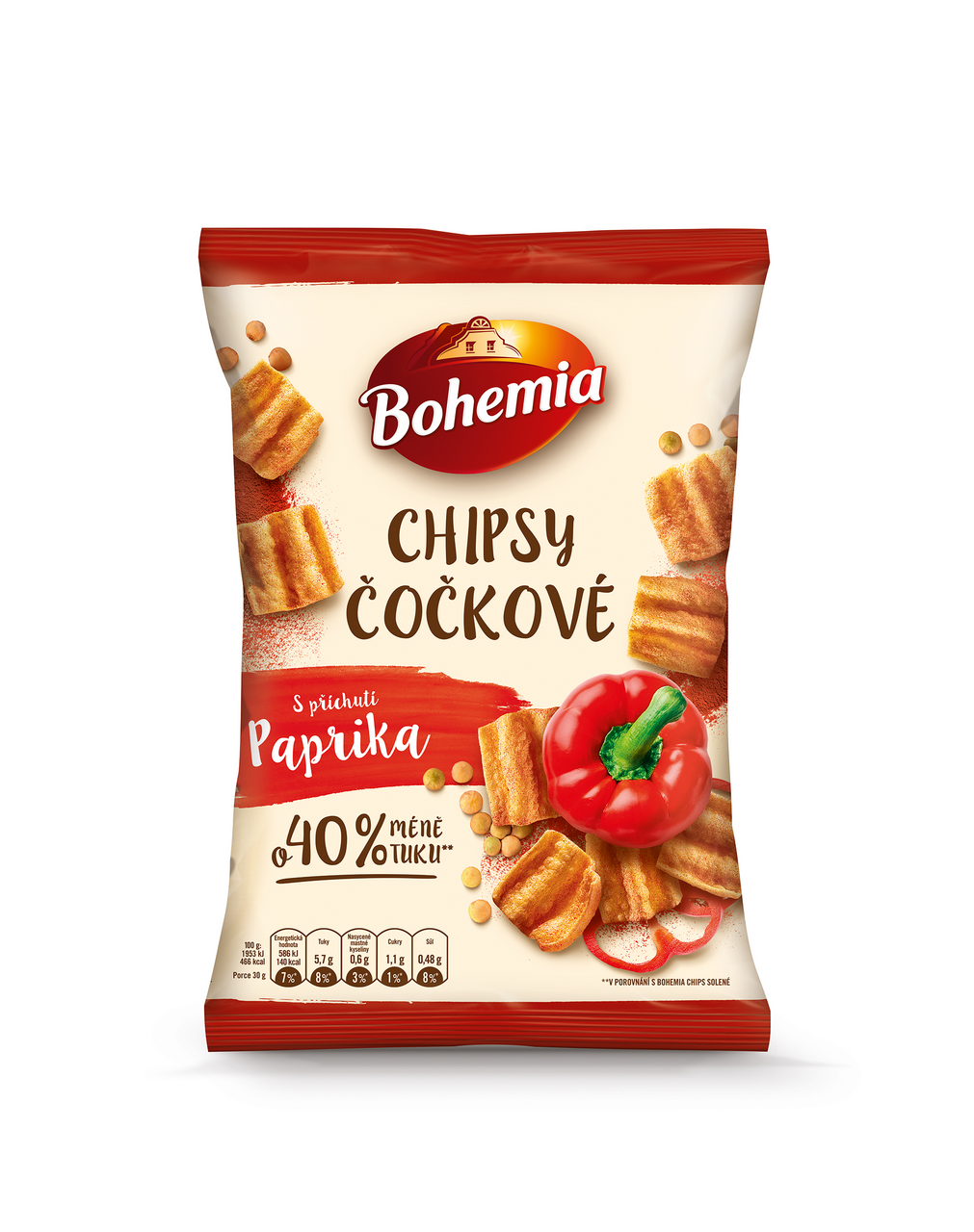 Bohemia Chipsy čočkové s příchutí paprika 10 x 65 g