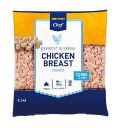 METRO Chef Kuřecí prsa kostky vařená mraž. 2,5 kg