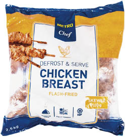 METRO Chef Smažená Kuřecí prsa špíz (100 g / ks) mraž. 2,5 kg