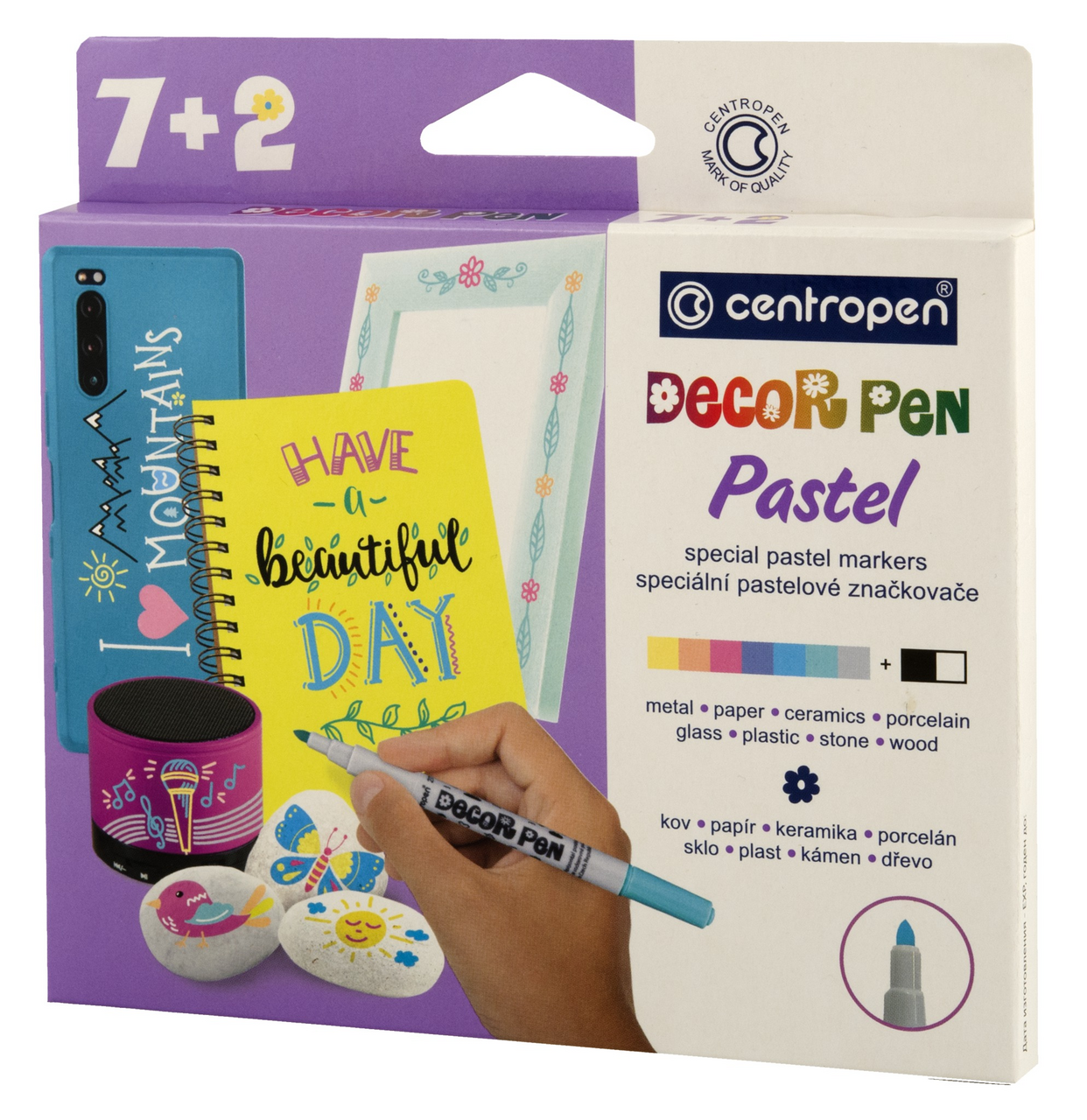 centropen Značkovač speciální Decor Pen Pastel 7+2 ks