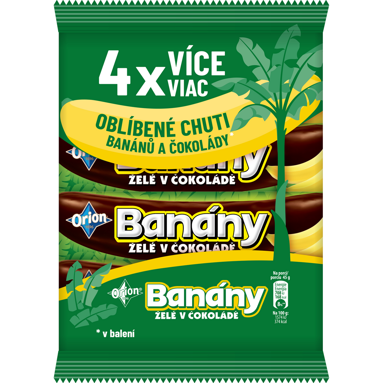 Orion Banány Želé v čokoládě 4 x 45 g