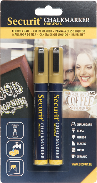 Securit Popisovač středně silný zlatý 2 ks