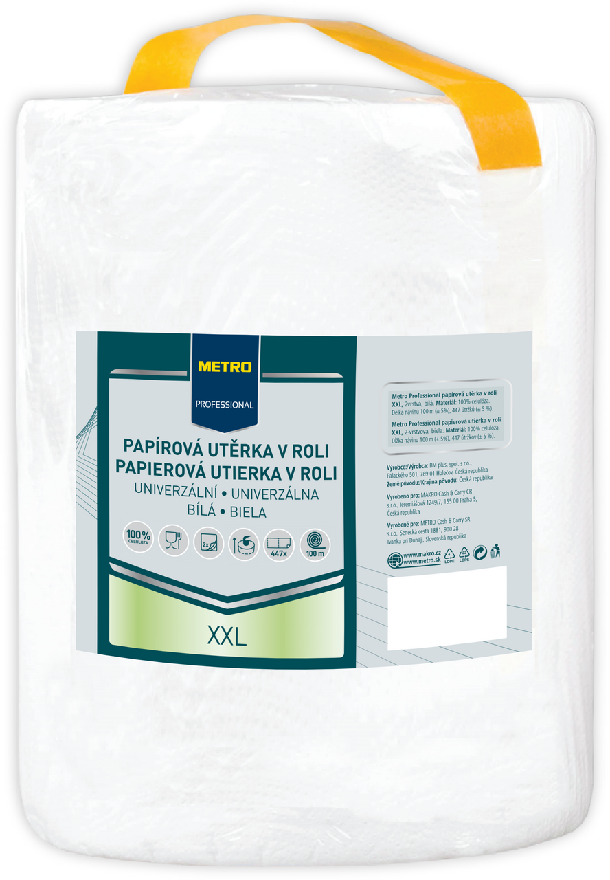 METRO PROFESSIONAL XXL Kuchyňská utěrka v roli 2vrstvá 100m/447útr. bílá 1 ks