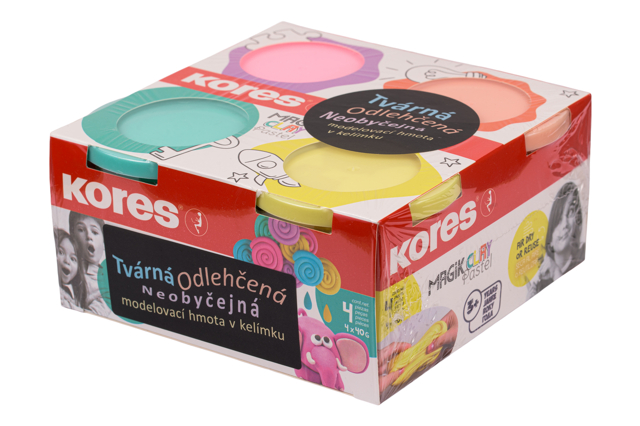 Kores Modelovací hmota tvrdnoucí na vzduchu Magik Clay Pastel 40g 4 barvy 1 ks