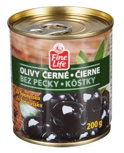 Fine Life Olivy černé bez pecky 200 g