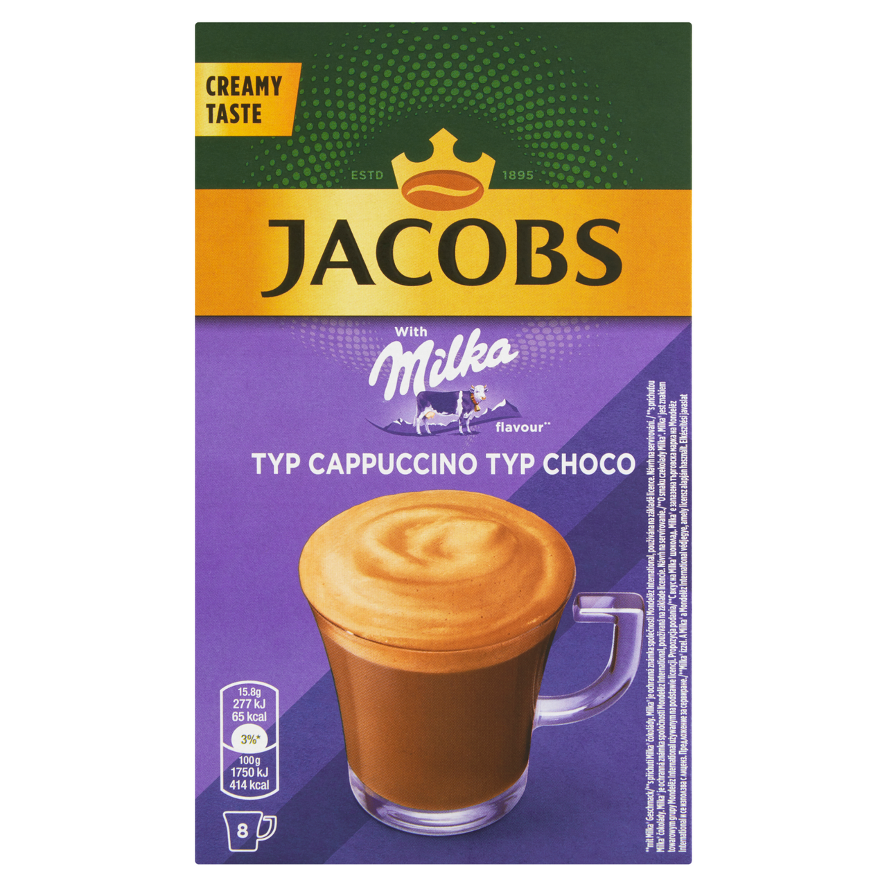 JACOBS Cappuccino s příchutí Milka čokolády 8 ks
