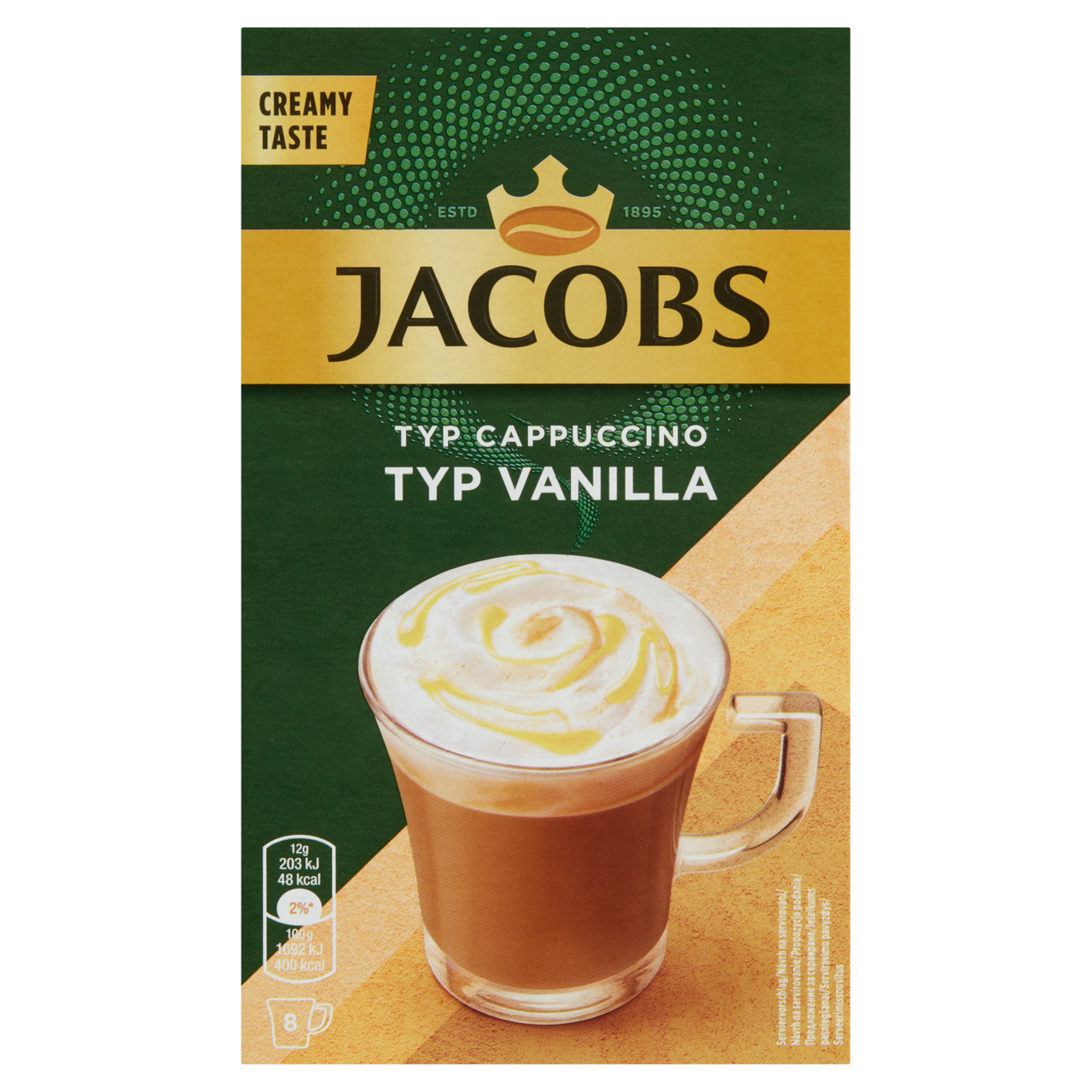 JACOBS Cappuccino Vanilla Rozpustný kávový nápoj 8 ks (96 g)