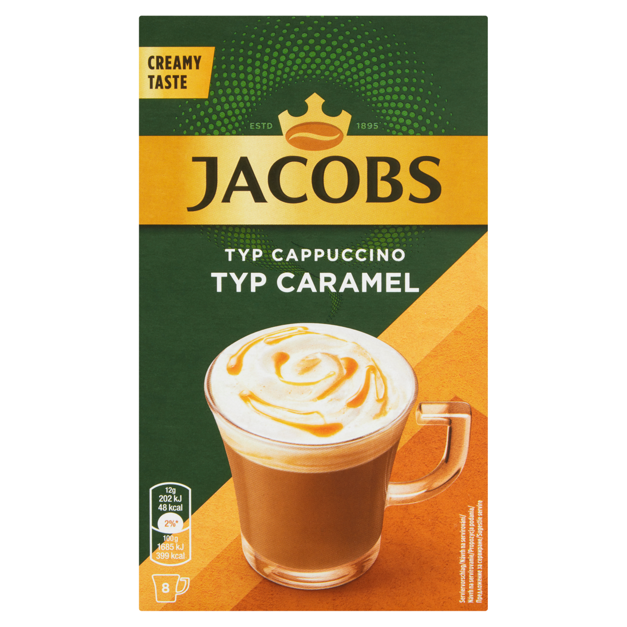 JACOBS Cappuccino Caramel Rozpustný kávový nápoj 8 ks