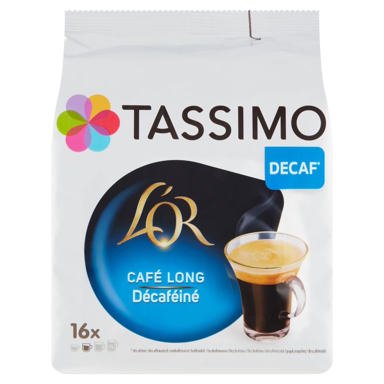 TASSIMO L'Or Café Long Kapsle mletá káva bez kofeinu 16 ks