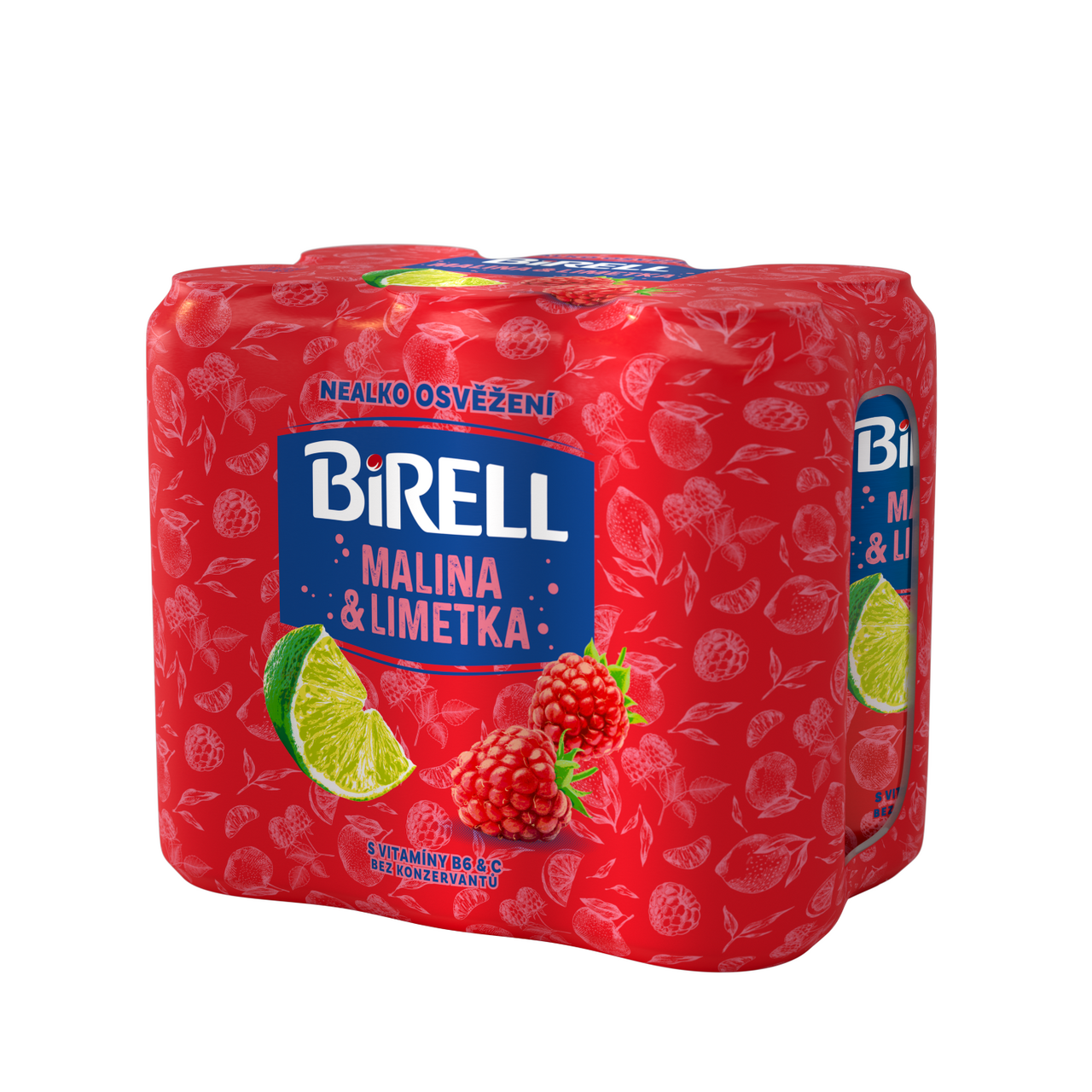 BIRELL Ochucený Pivo nealkoholické limetka malina 4 x 6 x 500 ml