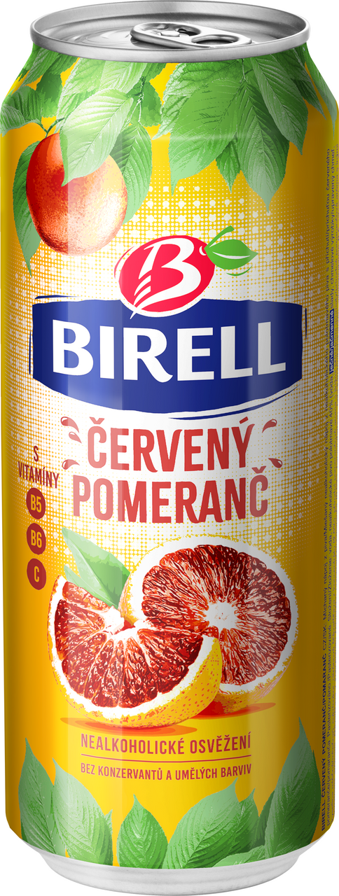 BIRELL Ochucený Červený pomeranč nealkoholické pivo 500 ml