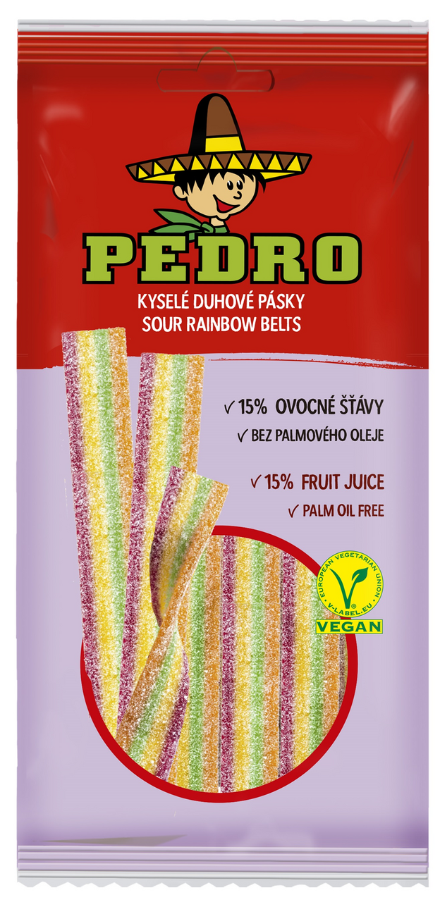 PEDRO Pásky - želé kyselé duhové 20 x 80 g