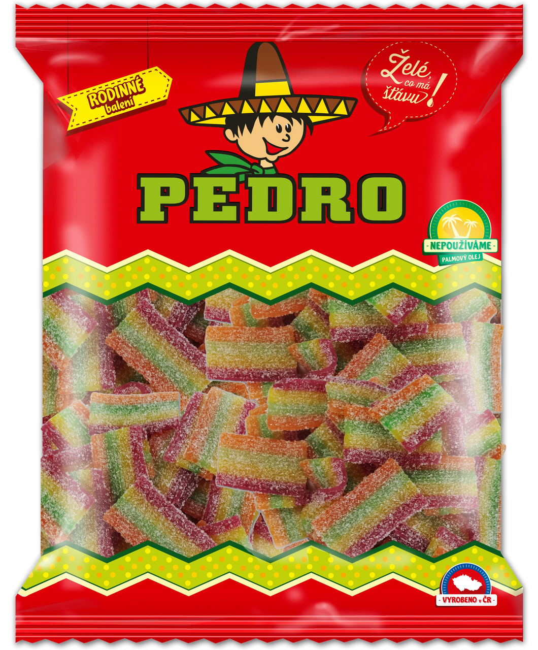 PEDRO Pásky Mini - želé kyselé duhové 1 kg