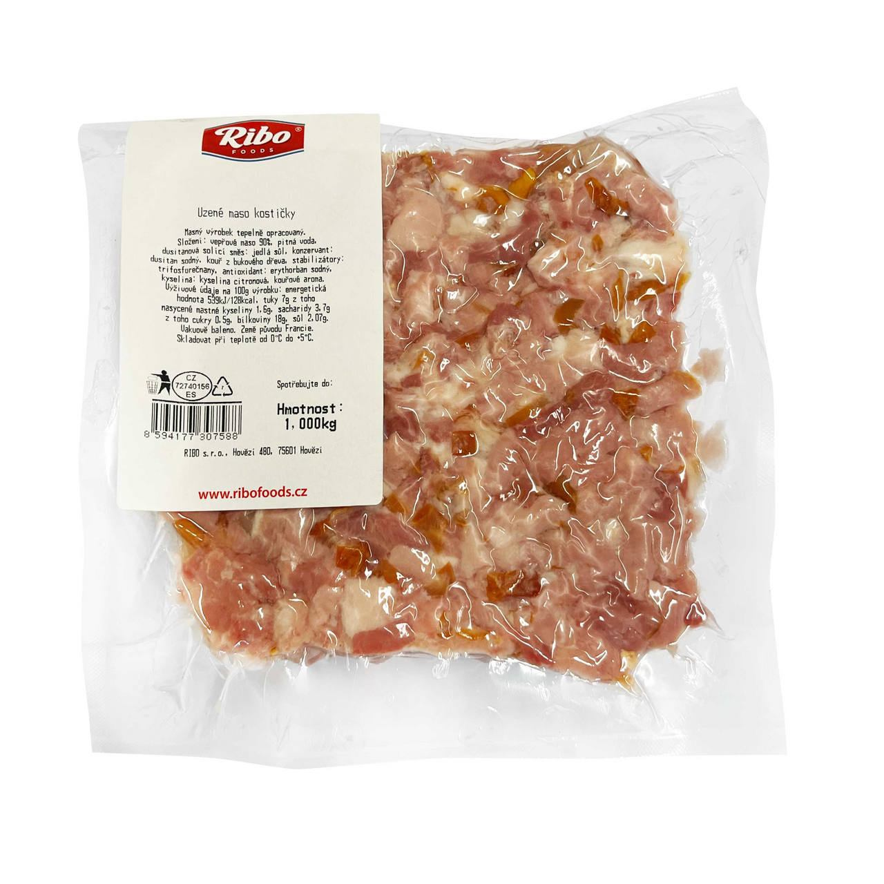 RIBO Uzené vepřové maso kostičky chlaz. 1 kg