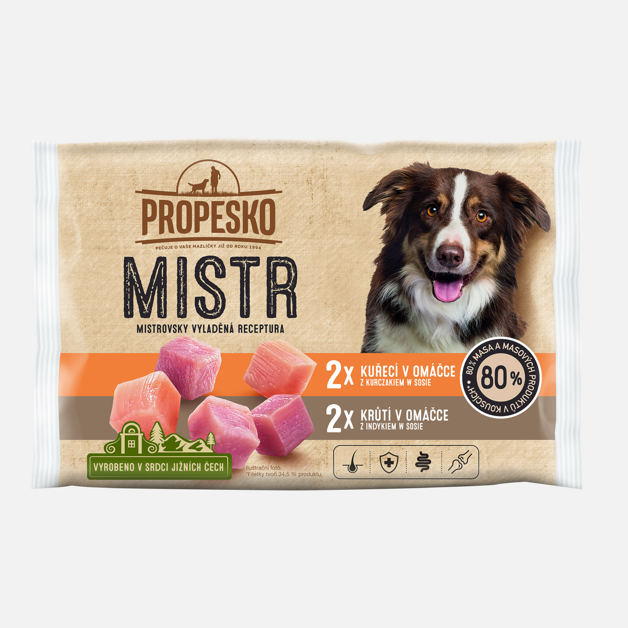 PROPESKO Mistr Kuřecí a krůtí v omáčce 4 x 85 g