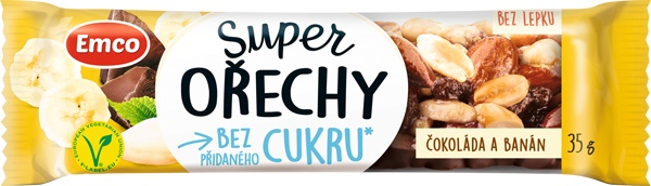 Emco Tyčinka Super ořechy čokoláda banán bez lepku 35 g