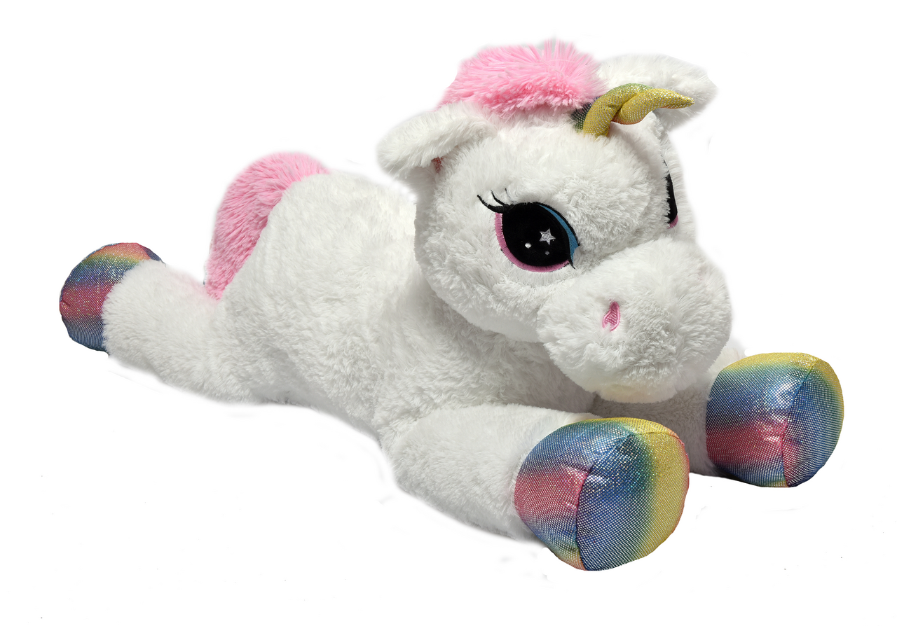 MAC TOYS Jednorožec velký ležící plyšový 85 cm bílý 1 ks
