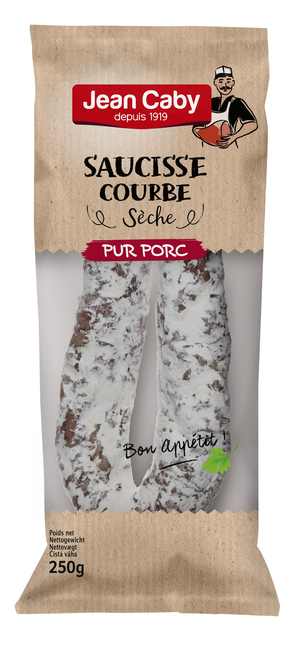 JEAN CABY La Saucisse Séche Courbe Pur Porc chlaz. 250 g