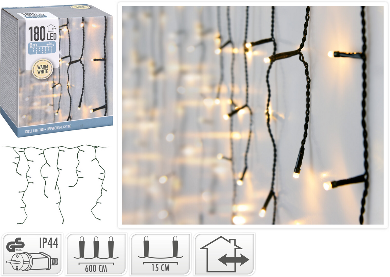 Řetěz 180LED teplé bílé 600/15 cm 1 ks