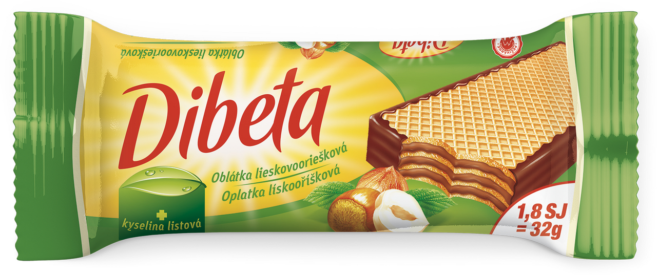 Dibeta Oplatka oříšková bočně máčená 24 x 32 g